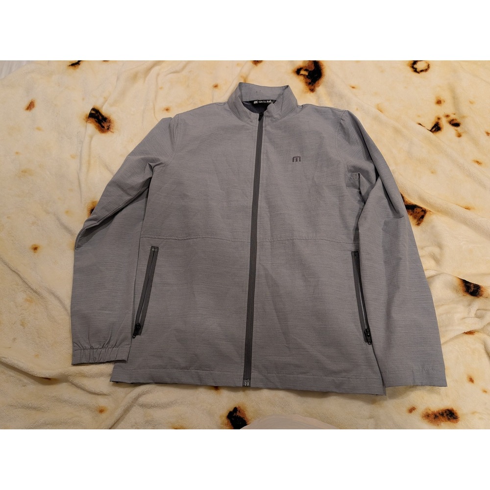 TravisMathew Mens Grey Full Zip Golf Jacket Mock Neck Size S